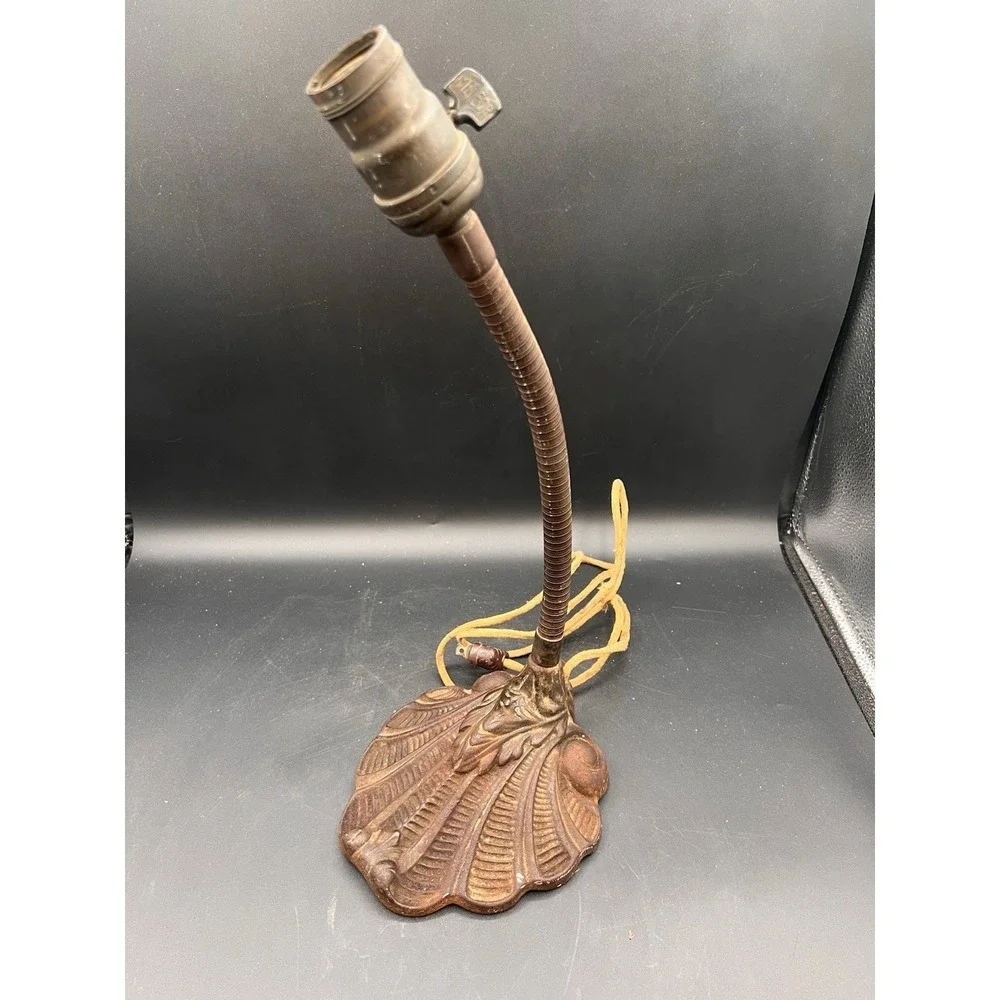 Antique Cast Iron Lilly Lamp With Original Cloth Cord